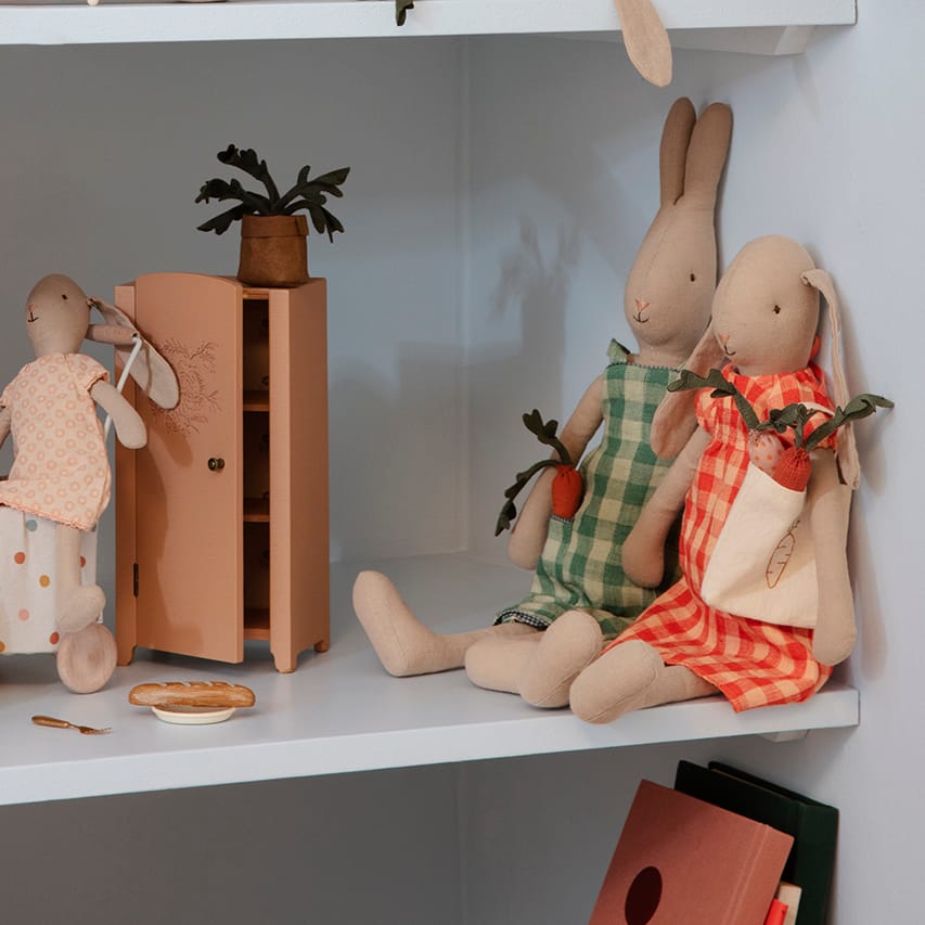 Rabbit clothes size 3, Carrot and checkered overalls