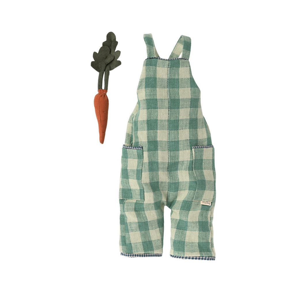 Vestiti per conigli, Taglia 3 - Salopette quadretti e carota
