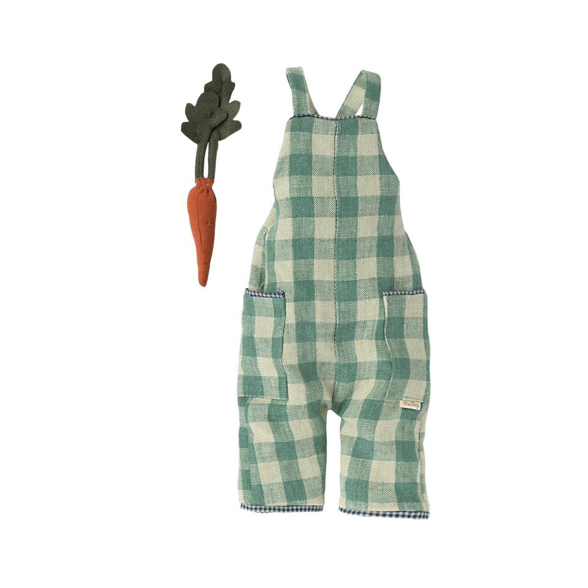 Rabbit clothes size 3, Carrot and checkered overalls