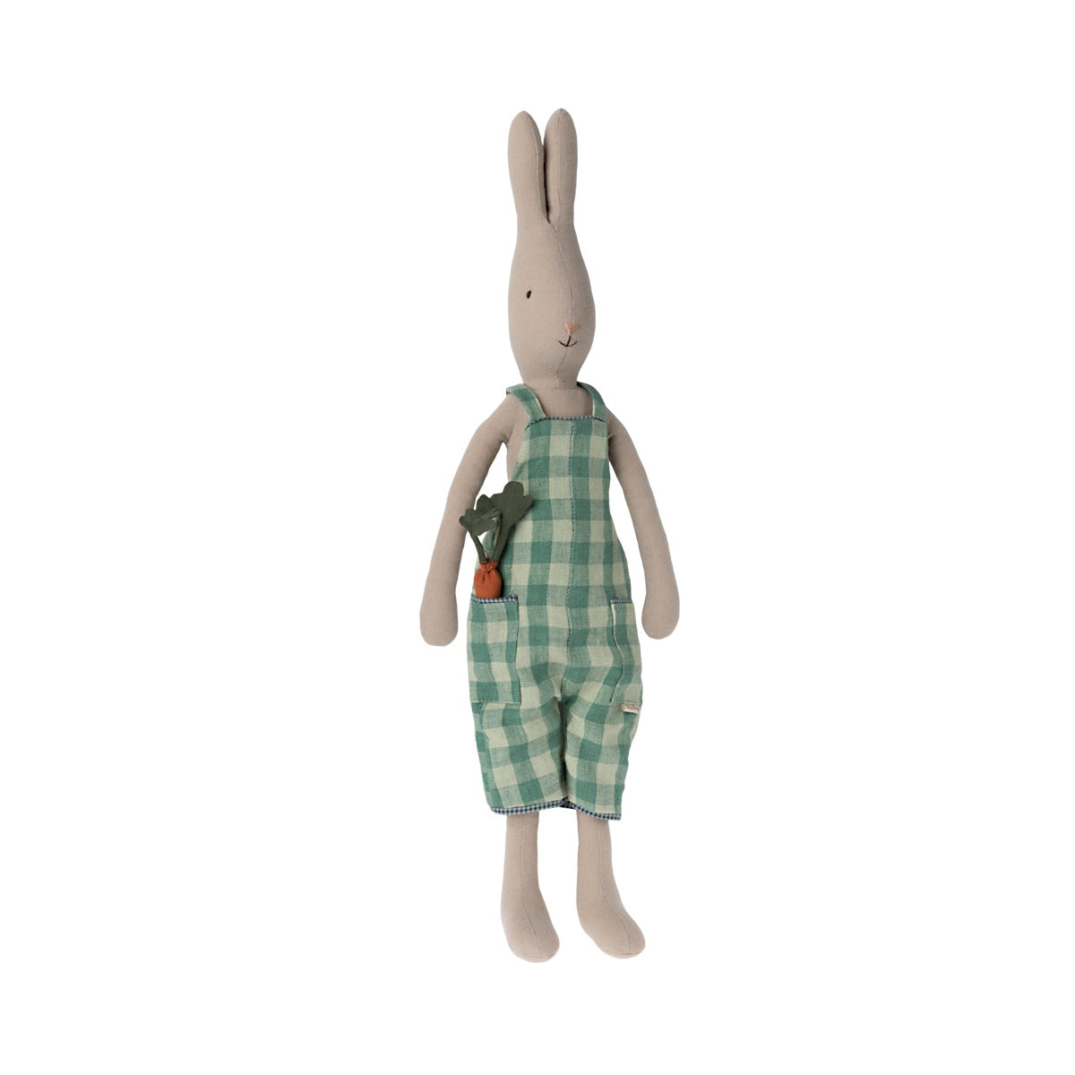 Rabbit clothes size 3, Carrot and checkered overalls