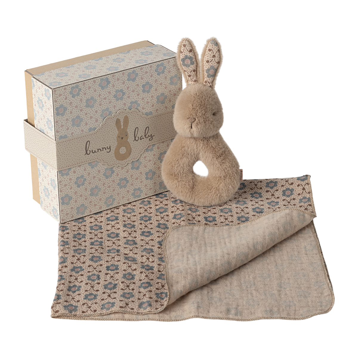 Set sonaglio coniglio e mussola, Cream peach