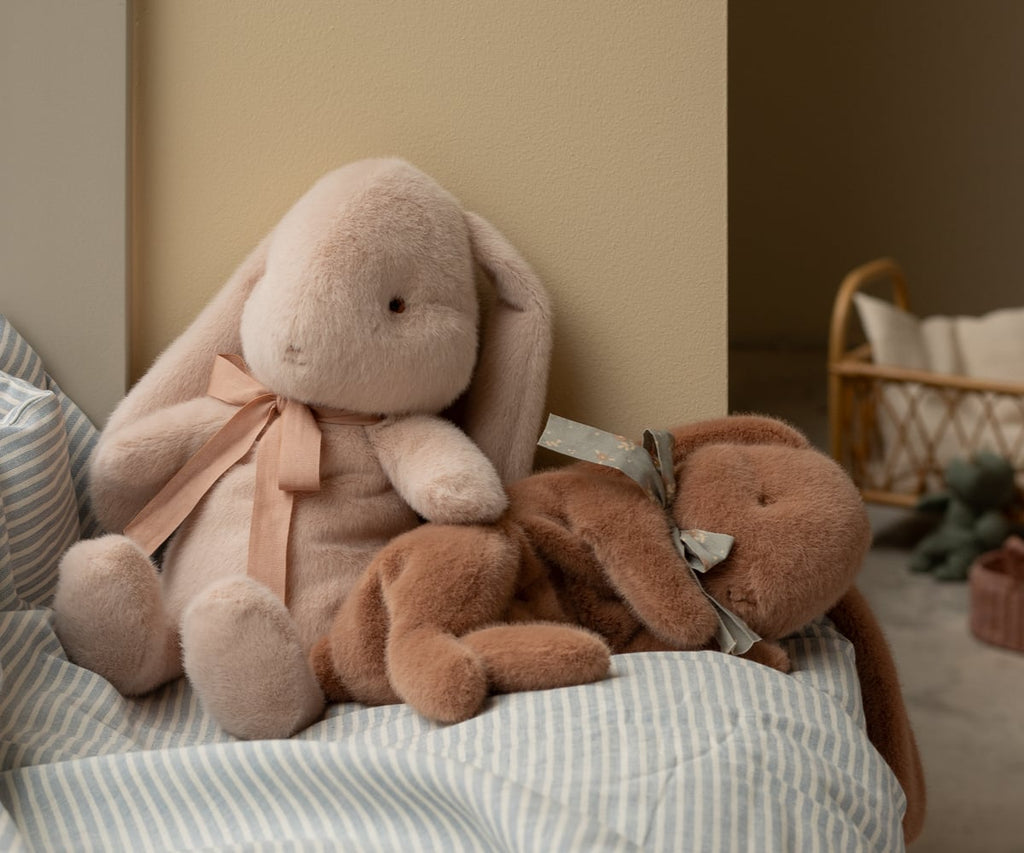 Sleeping Bunny Plush Toy, Small - Soft Brown