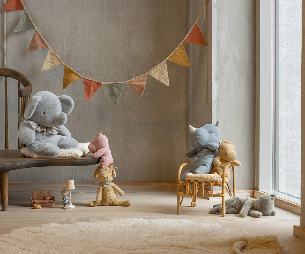 Elefante peluche, Grande - Blu/grigio