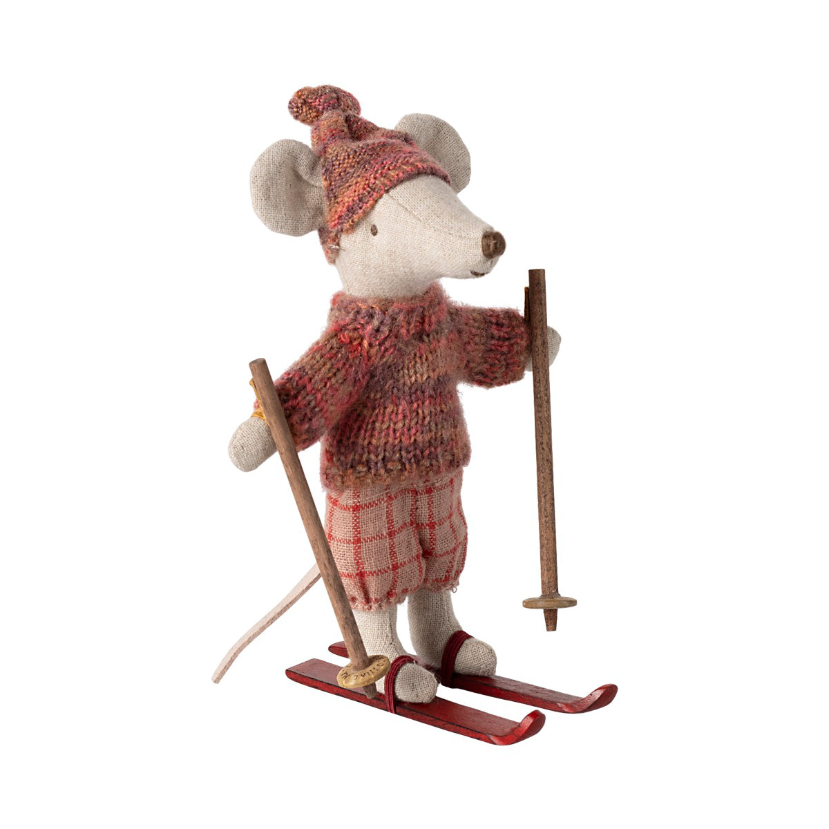 Winter Mouse with Skis, Big Sister - Pink