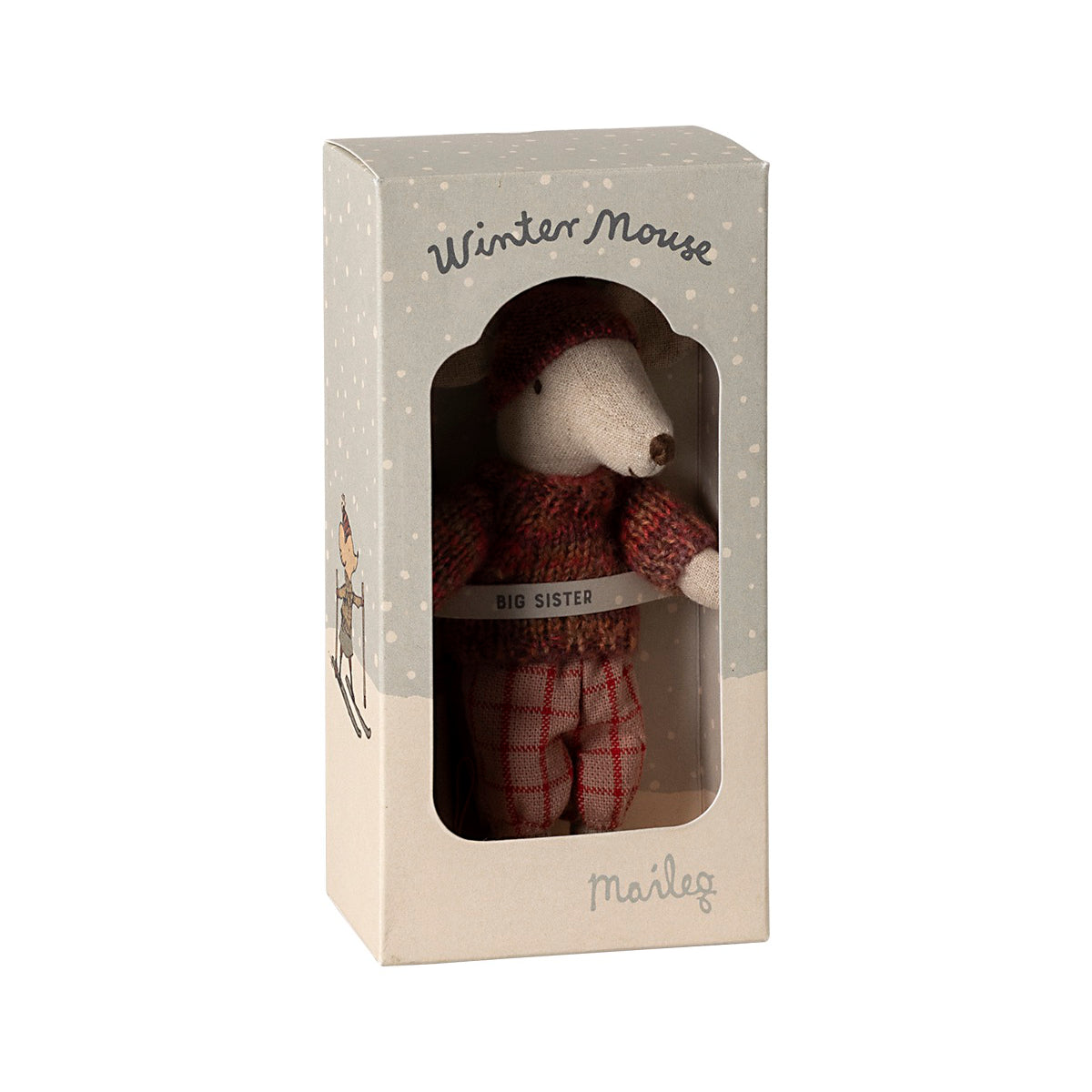 Winter Mouse with Skis, Big Sister - Pink