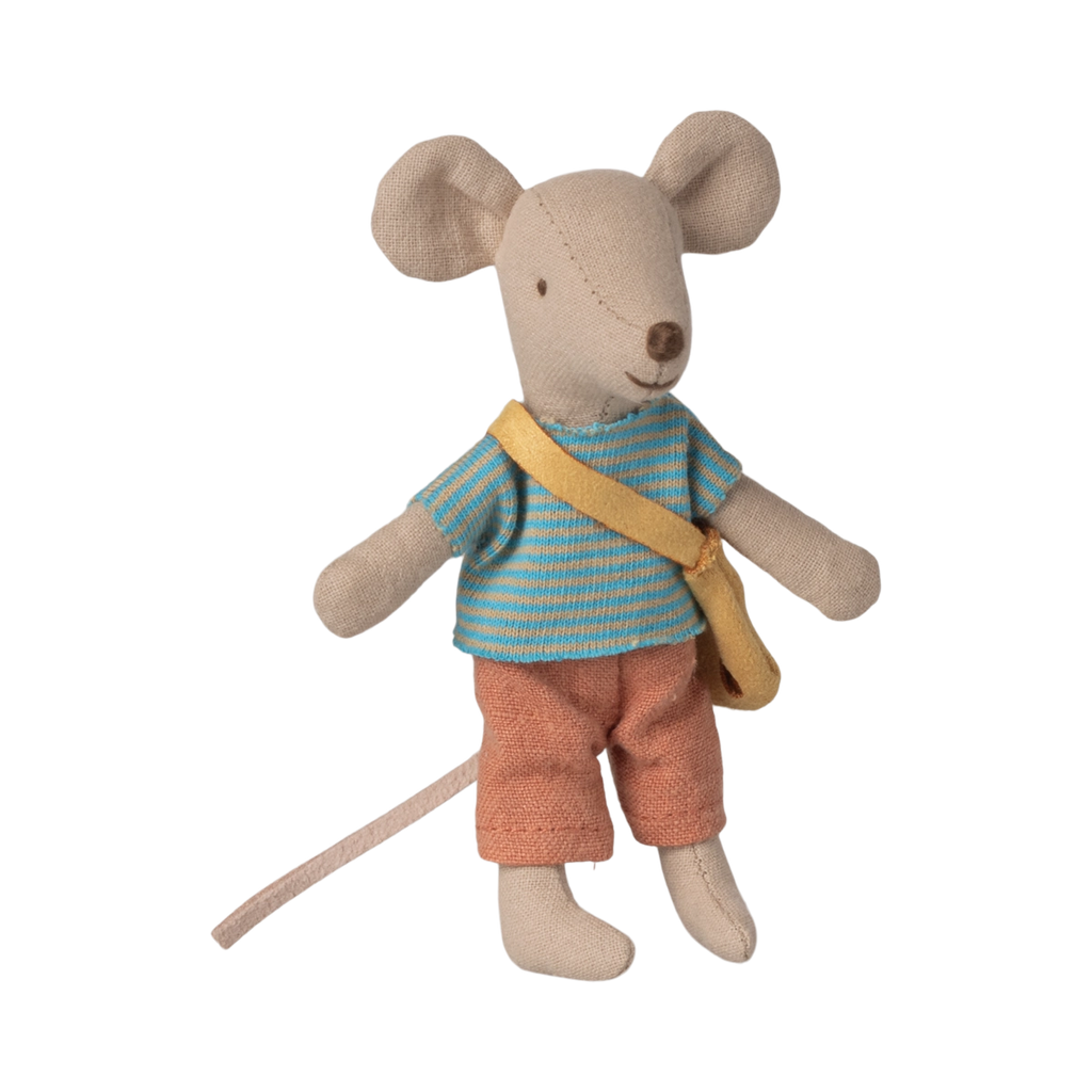Little brother mouse with bag