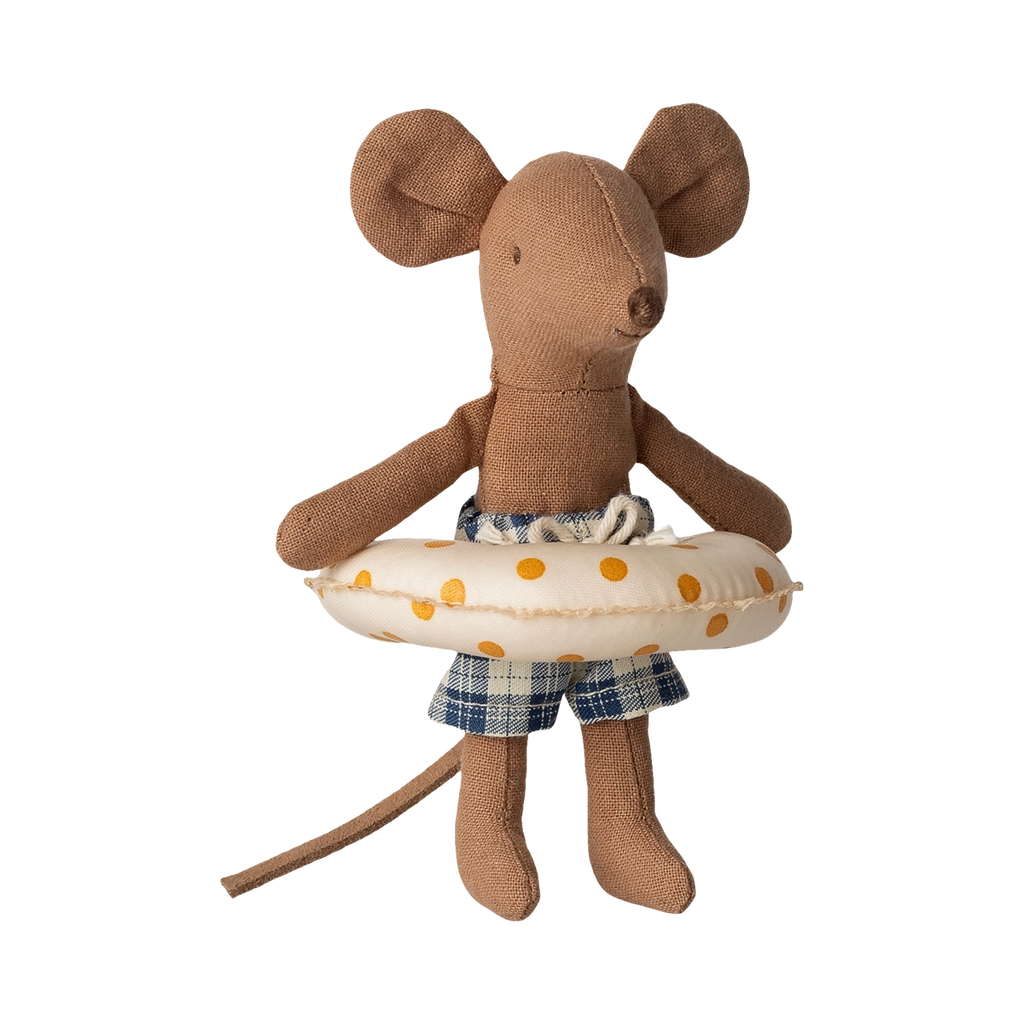 Beach mouse with float, Little brother - Yellow dots
