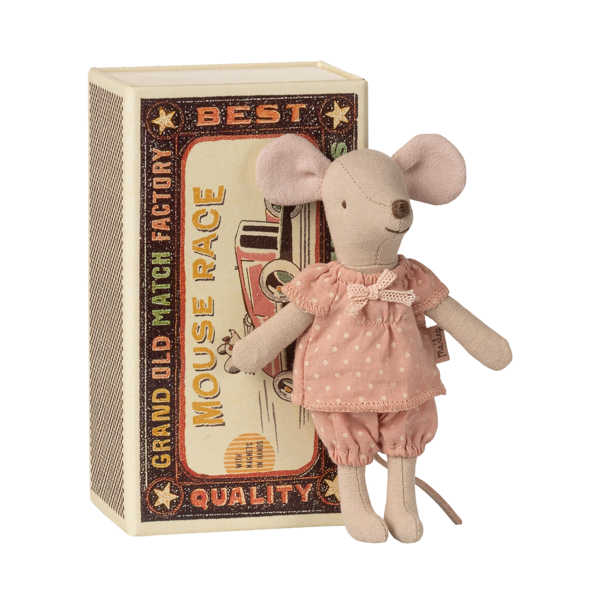 Topo sorella maggiore in scatola di fiammiferi