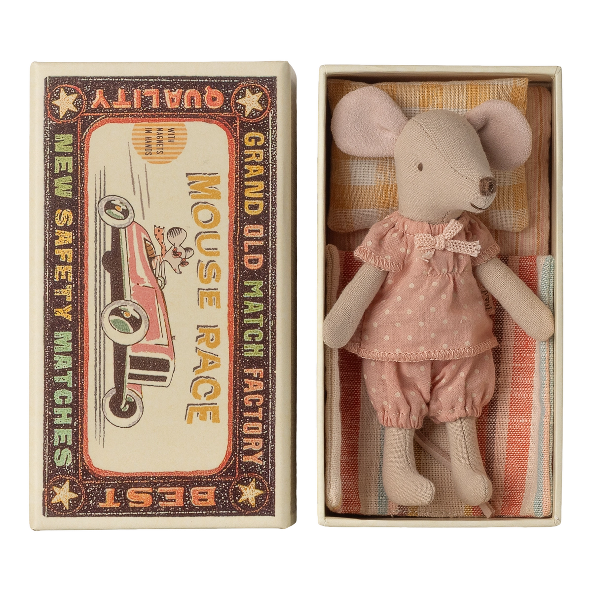 Topo sorella maggiore in scatola di fiammiferi