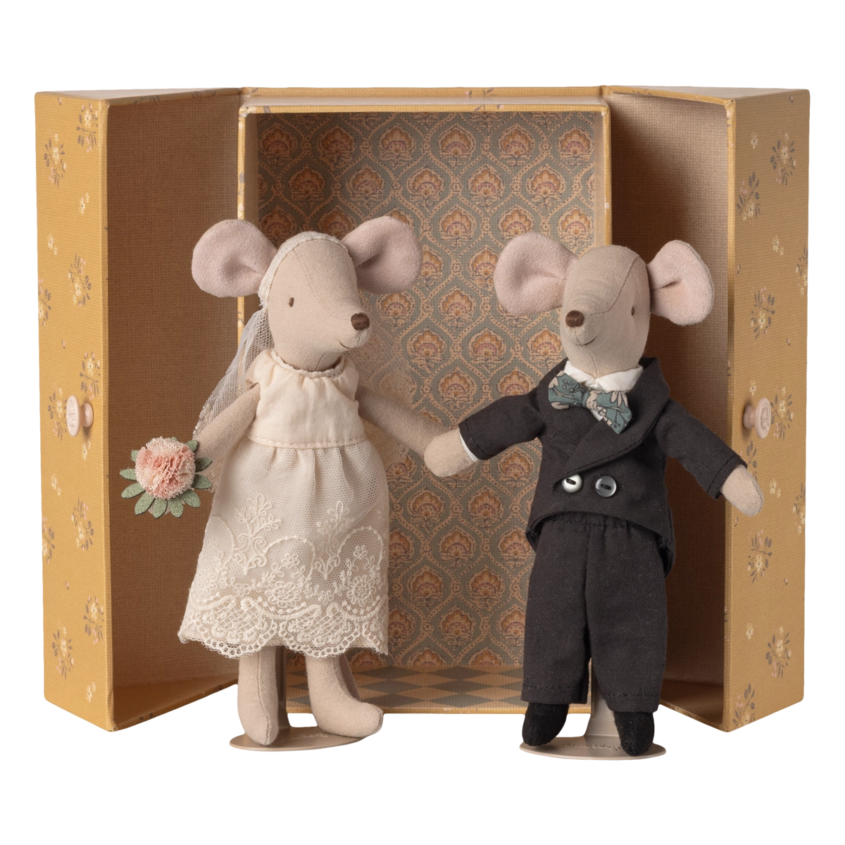 Coppia Sposi topi in scatola, Mamma e Papà