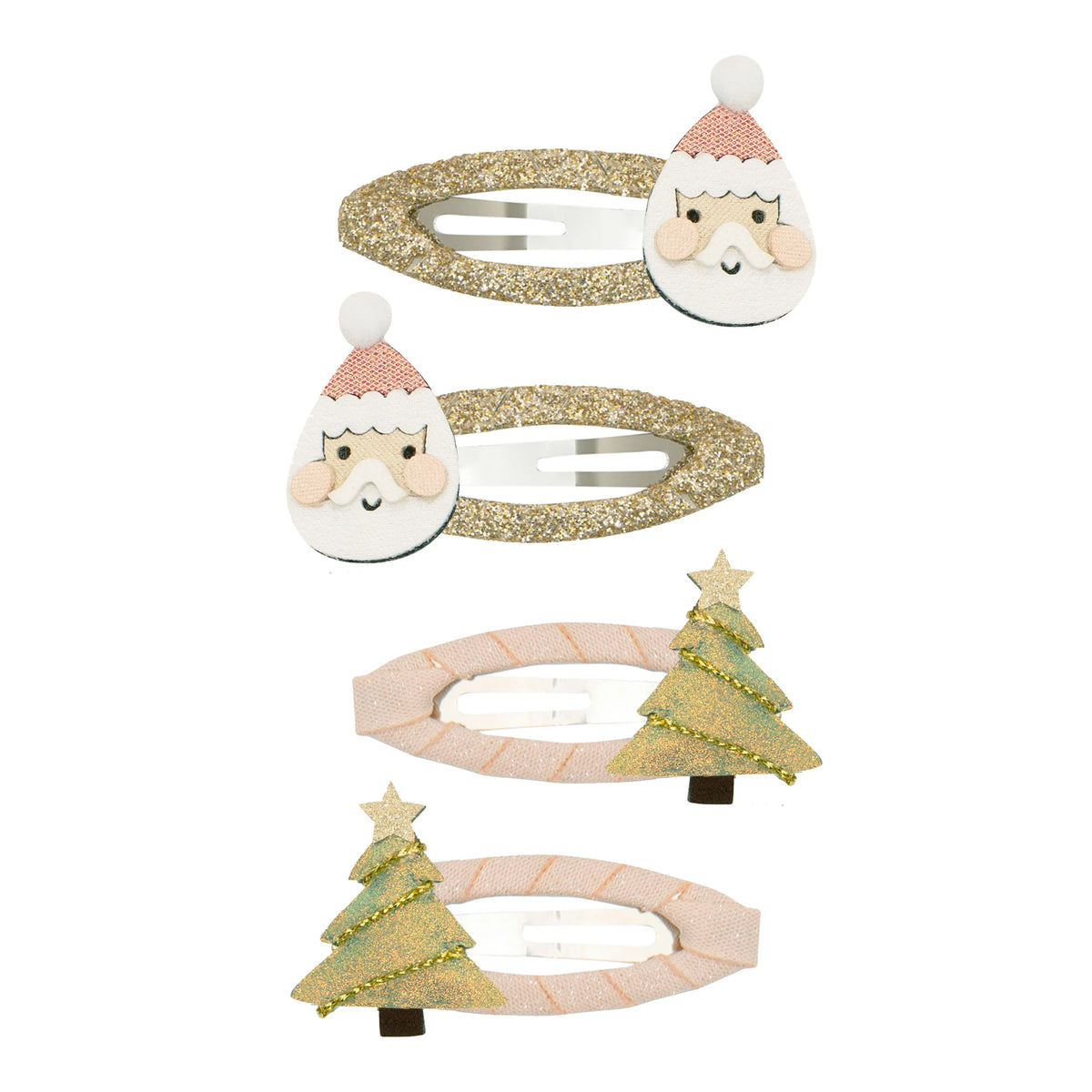 Fermagli per capelli, Babbo Natale e alberelli glitterati