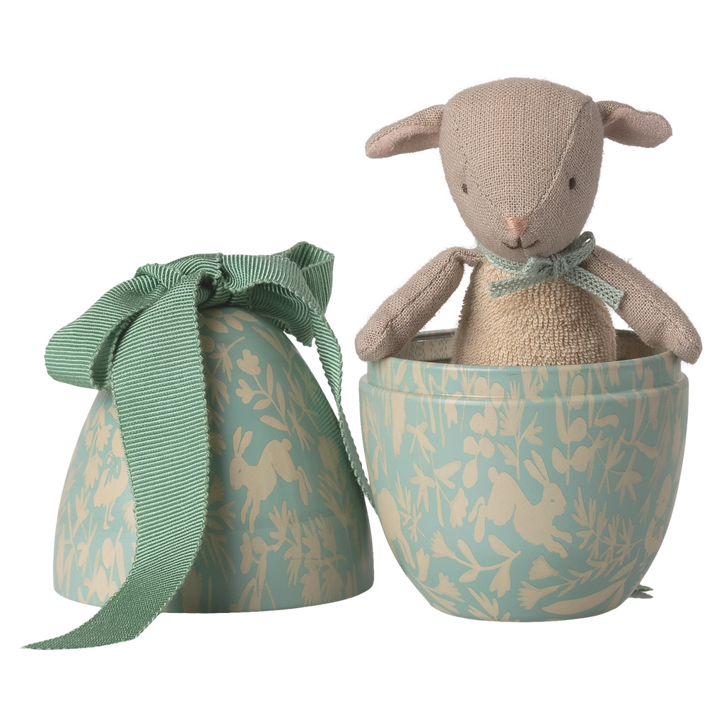 Uovo Pasqua con agnellino micro, Piccolo - Menta