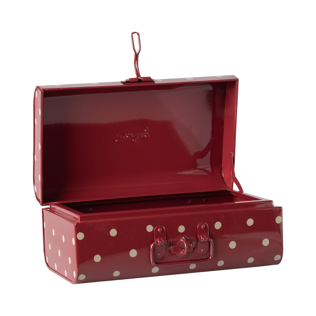 Small Metal Storage Case, Red Polka Dots