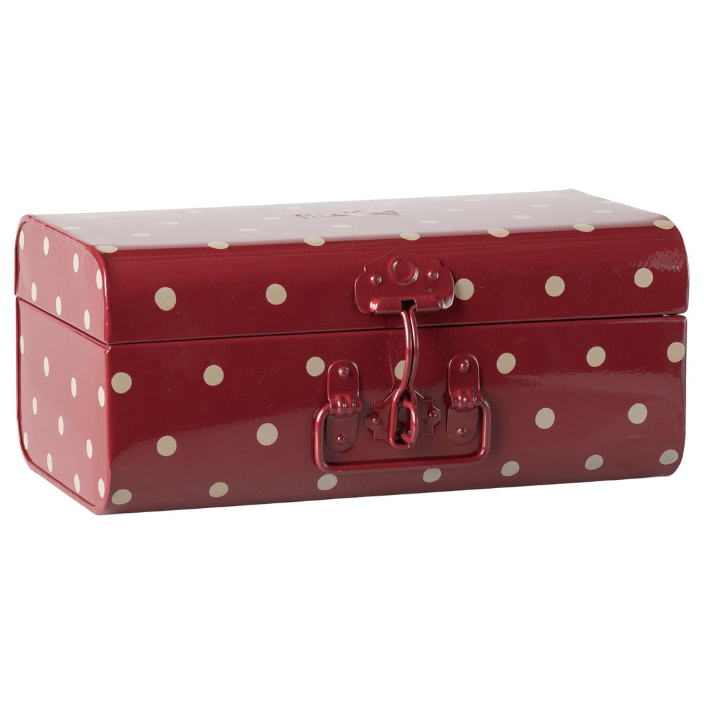 Small Metal Storage Case, Red Polka Dots