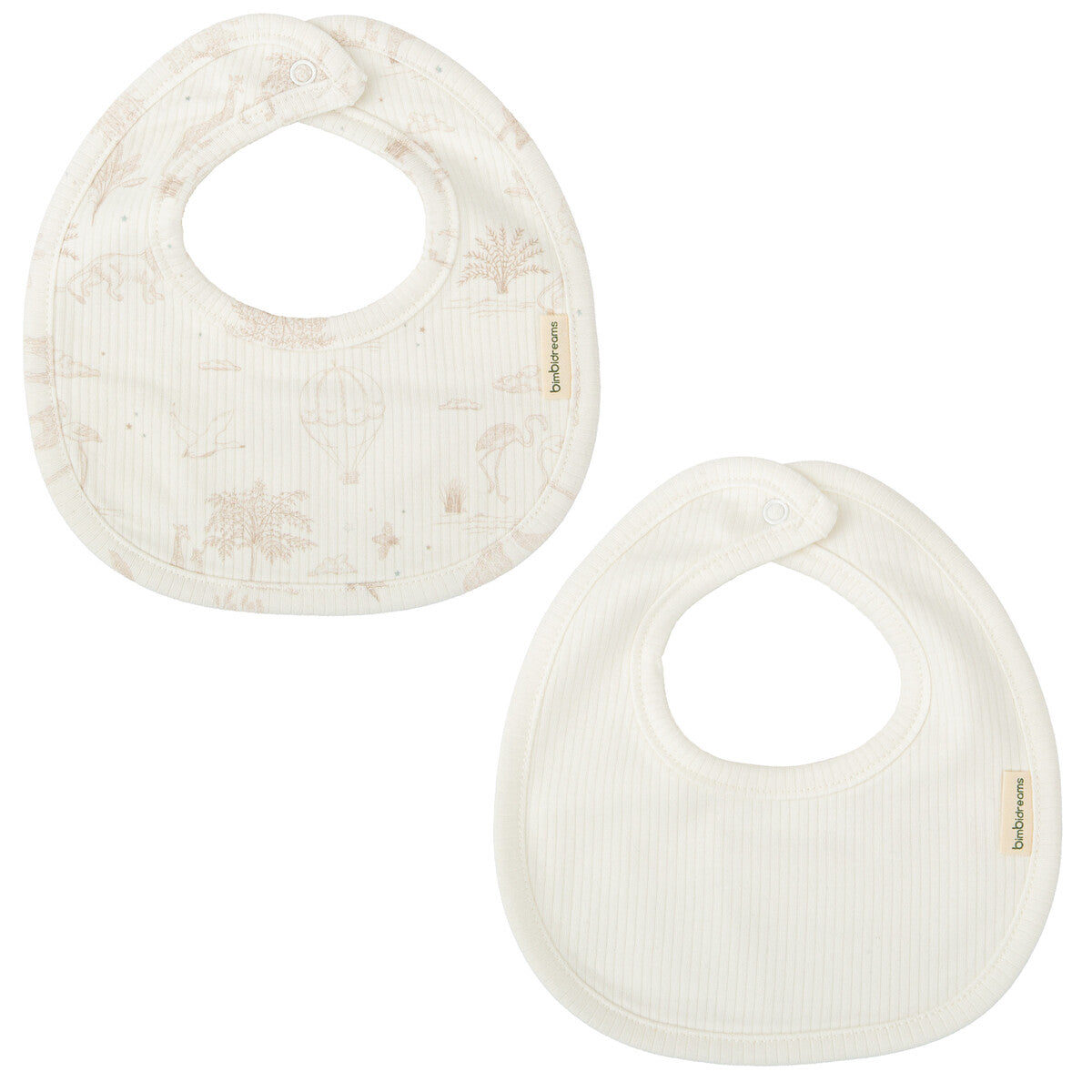 Set 2 bavaglini impermeabili in cotone bio e bambù bio, Noe