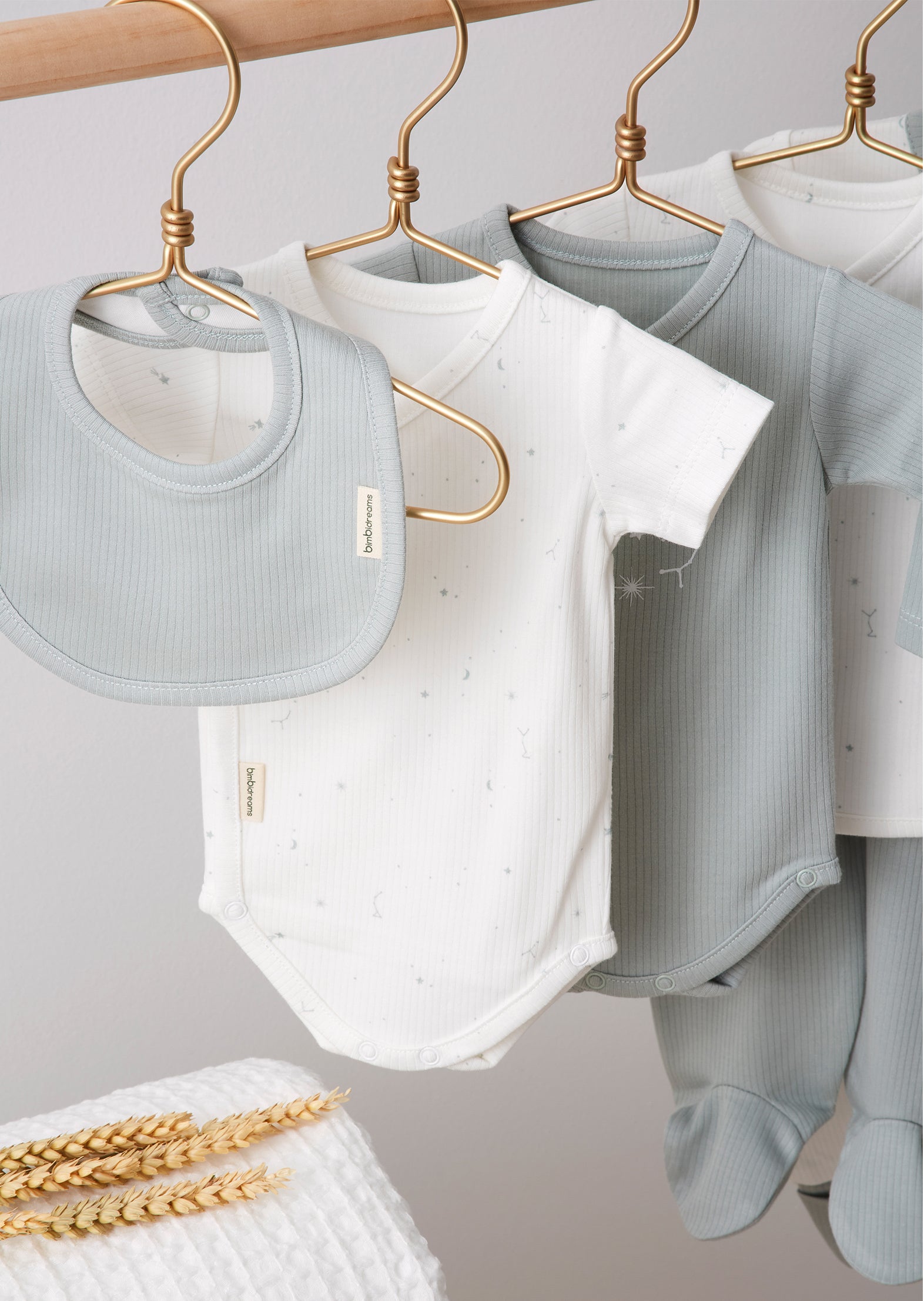 Set of 2 bamboo and organic cotton bibs, Orion