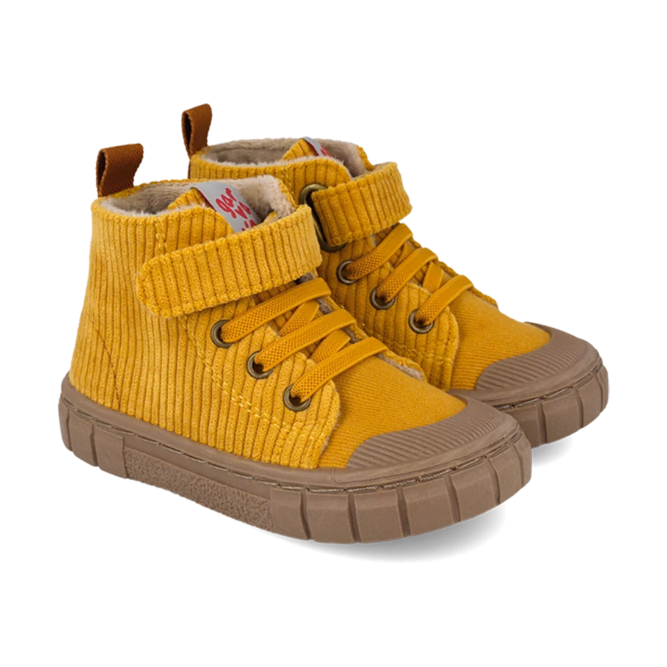 Bottines barefoot velours jaune