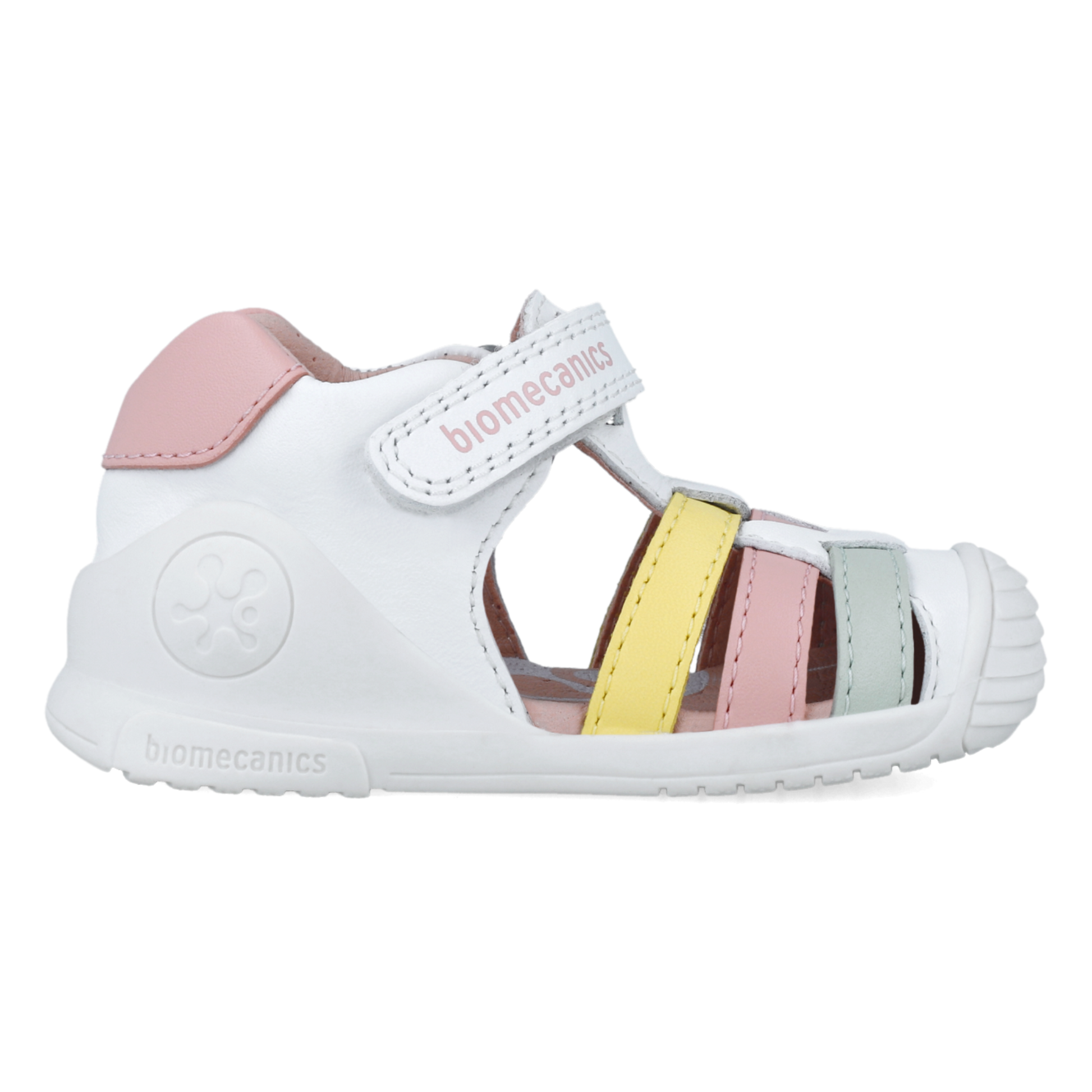 Sandali primi passi in pelle, Bianco multicolore