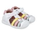 Leather first steps sandals, White multicolor 