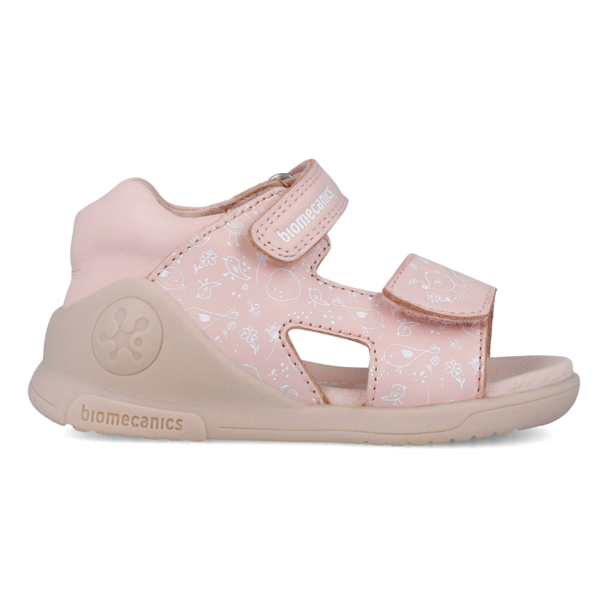 Sandali primi passi in pelle, Rosa uccellini