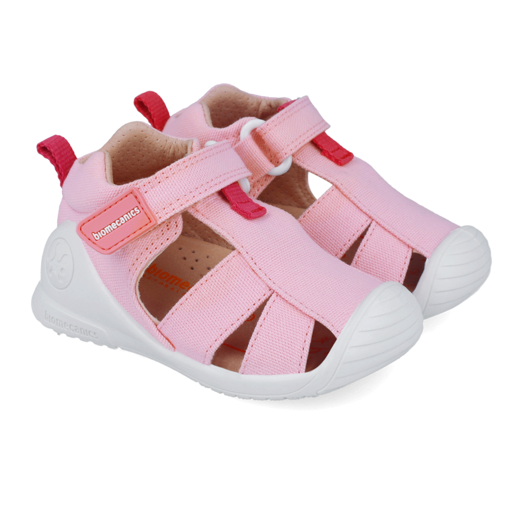 First steps sandals in fabric, Pink 