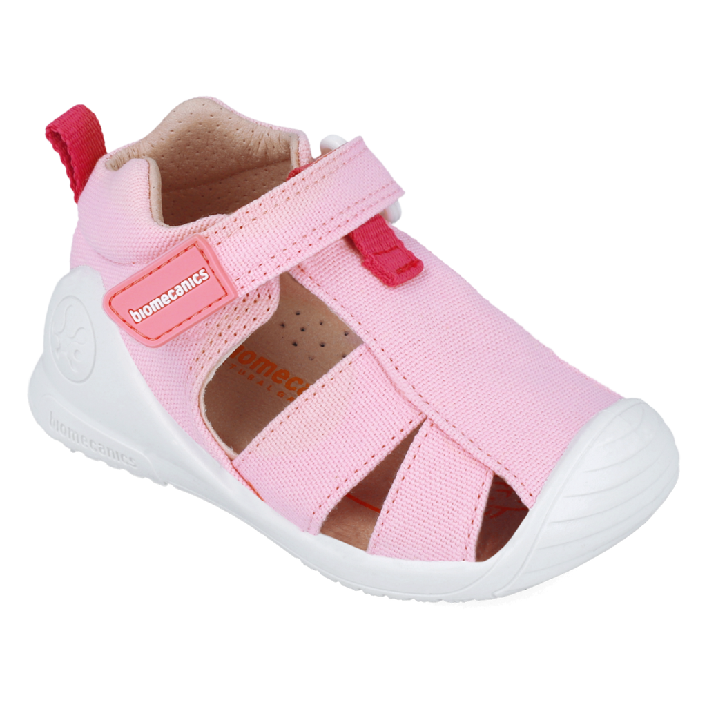 First steps sandals in fabric, Pink 