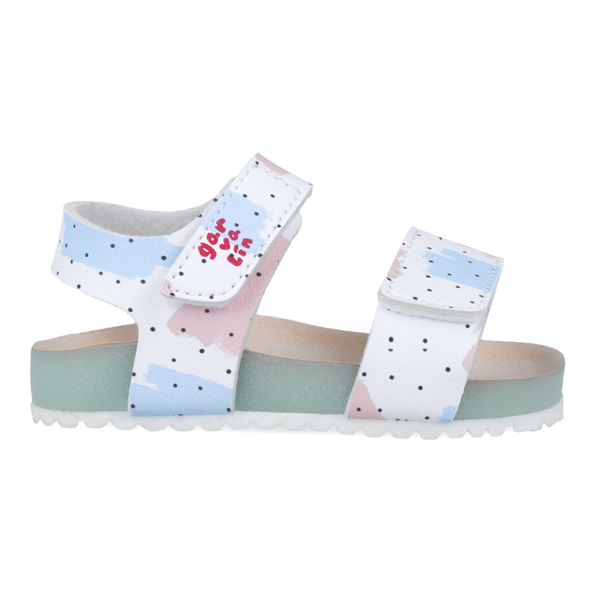 Flexible Sandals with Velcro, White Print