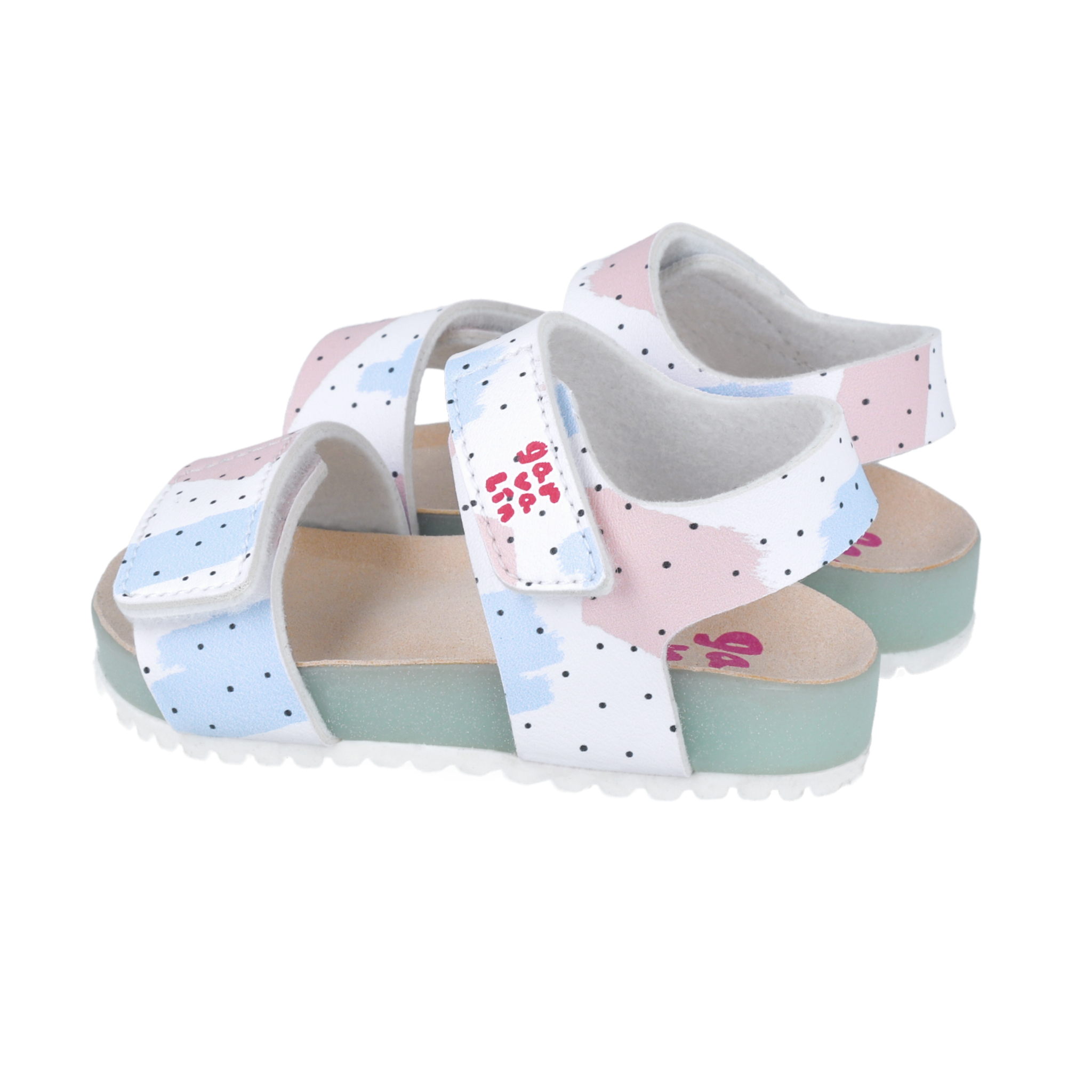 Flexible Sandals with Velcro, White Print