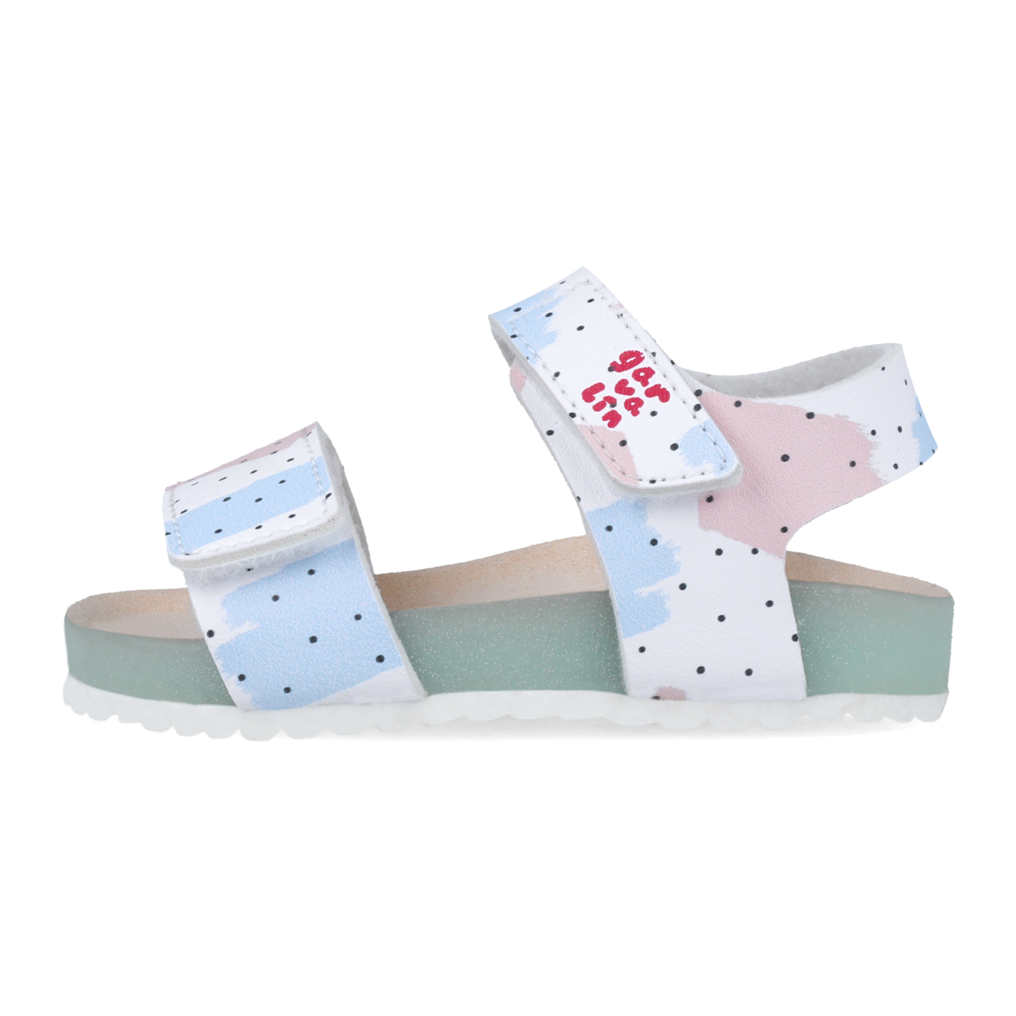 Flexible Sandals with Velcro, White Print