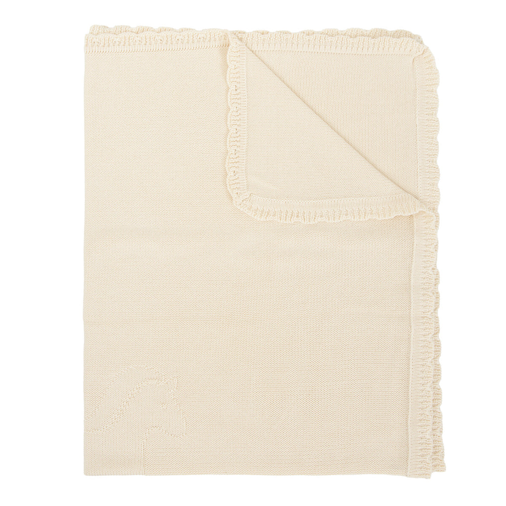 Coperta in maglia di bambù e cotone bio 75×90 cm, Ecru