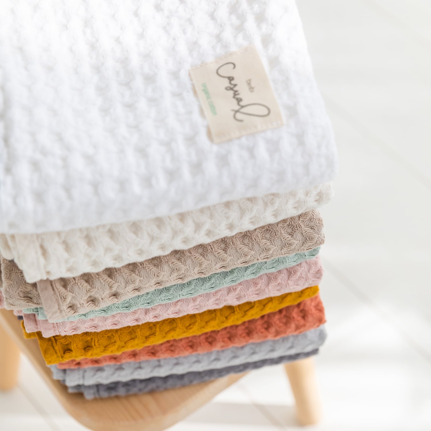Organic Cotton Crochet Blanket, Camel 