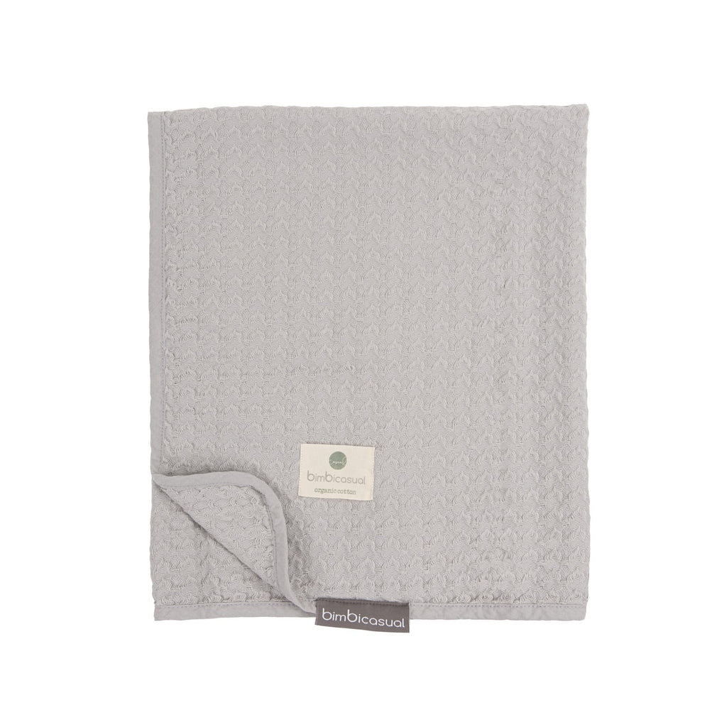 Organic Cotton Crochet Blanket, Grey 