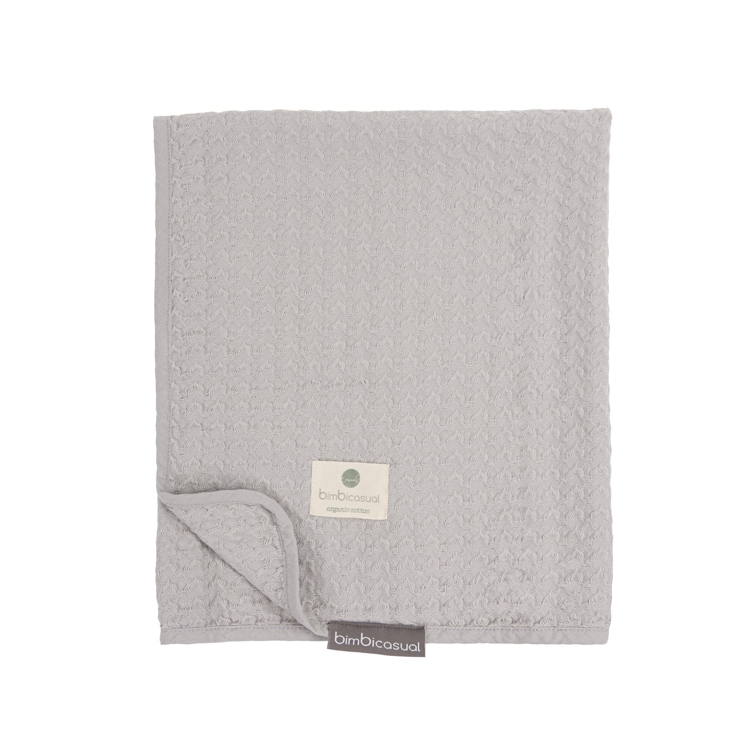 Organic Cotton Crochet Blanket, Grey 