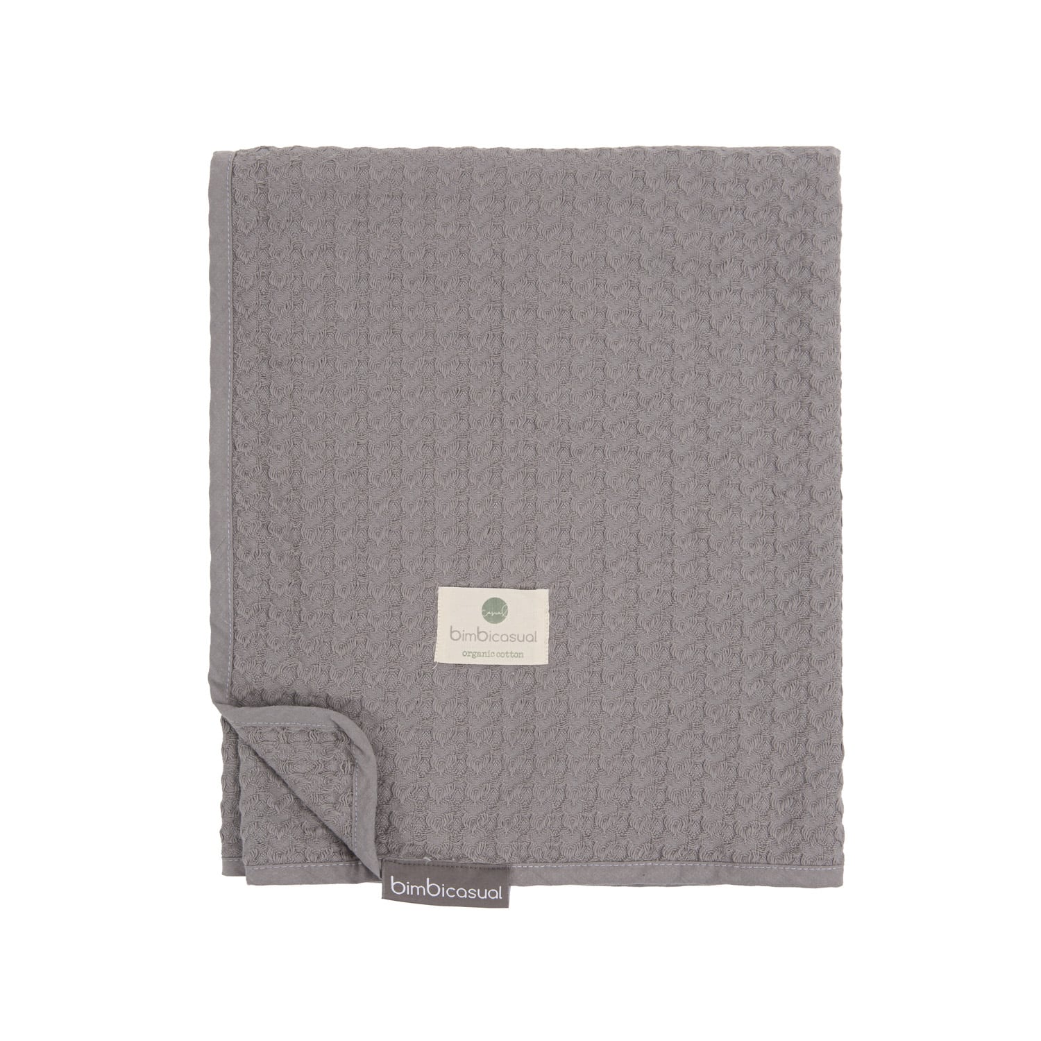 Organic Cotton Crochet Blanket, Dark Grey 