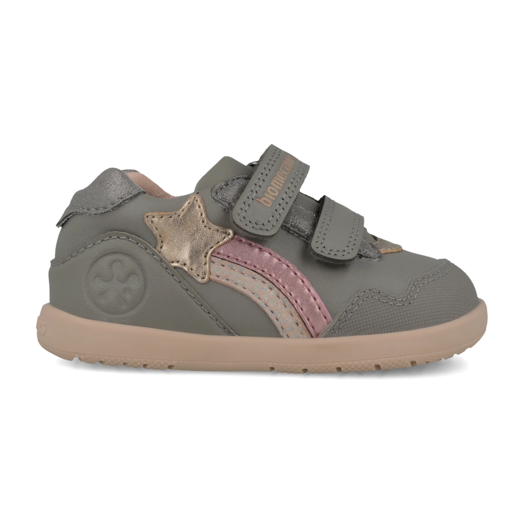Sneakers barefoot primi passi in pelle grigio