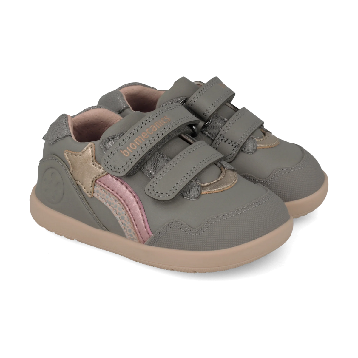 Sneakers barefoot primi passi in pelle grigio