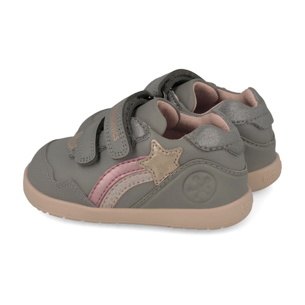 Sneakers barefoot primi passi in pelle grigio