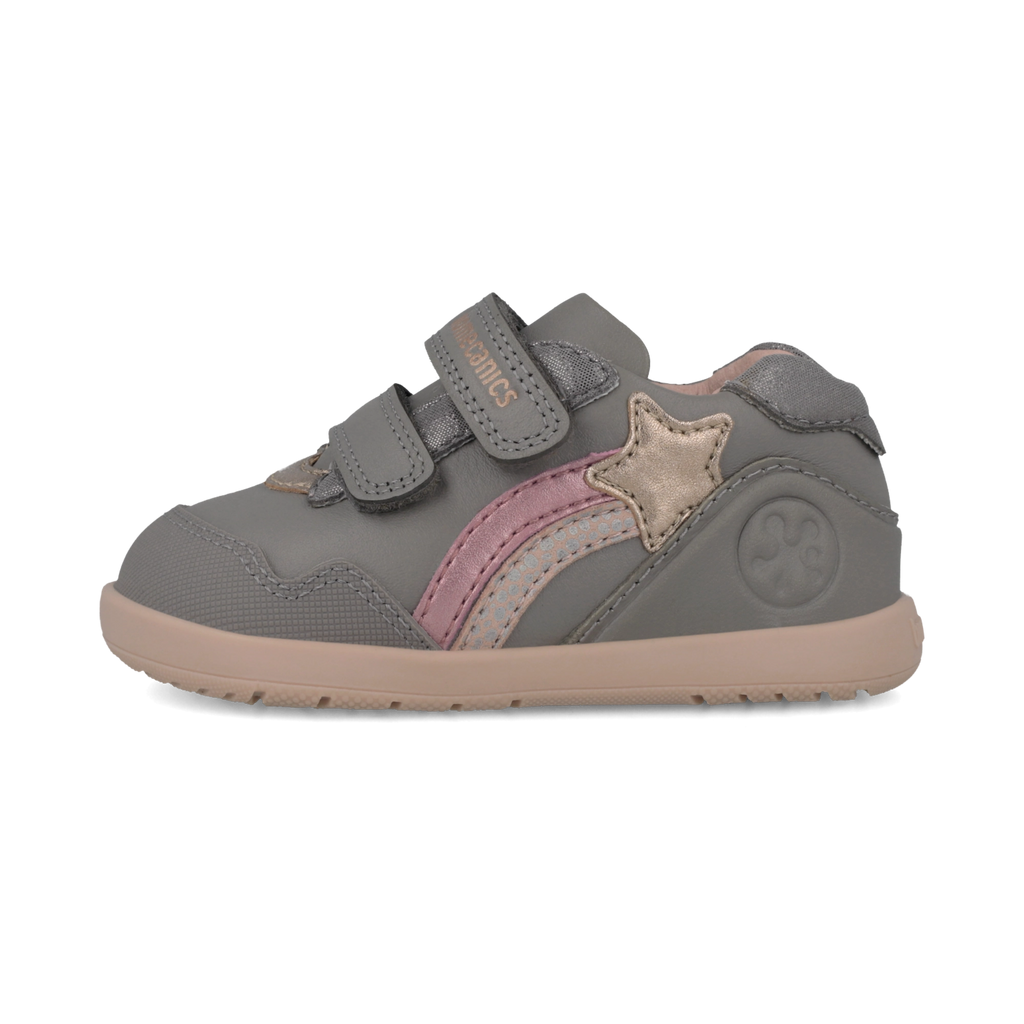 Sneakers barefoot primi passi in pelle grigio