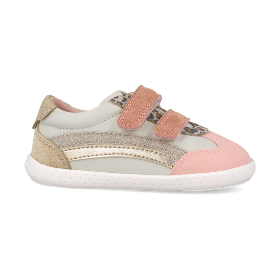 Sneakers barefoot leggere in pelle rosa e grigio