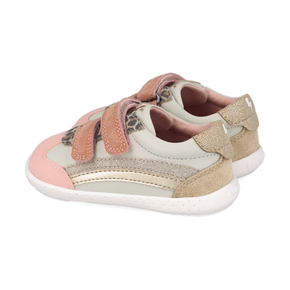 Sneakers barefoot leggere in pelle rosa e grigio