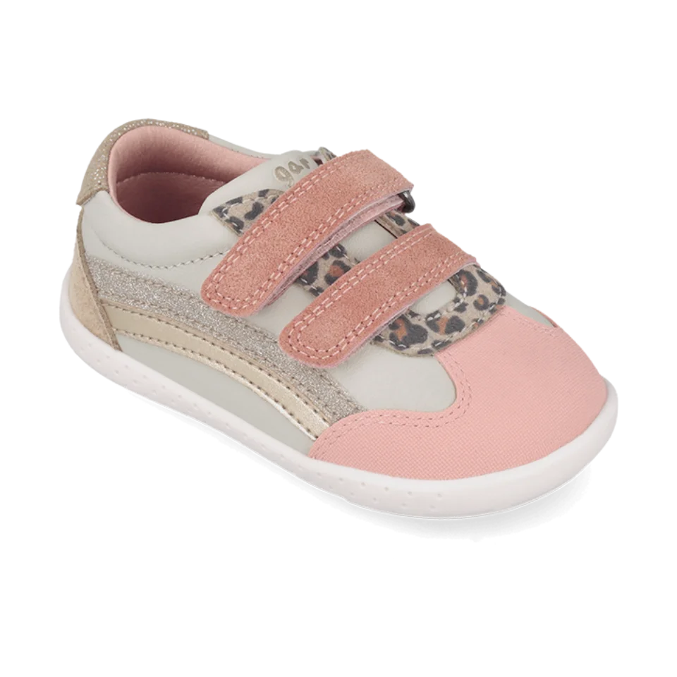Sneakers barefoot leggere in pelle rosa e grigio