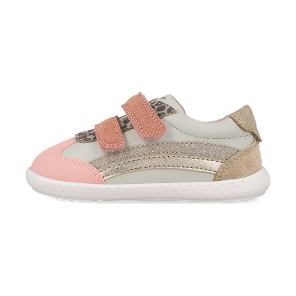 Sneakers barefoot leggere in pelle rosa e grigio