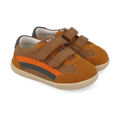 Sneakers barefoot leggere in pelle marrone e arancione