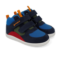 Bottines barefoot Urban en daim bleu marine et rouge