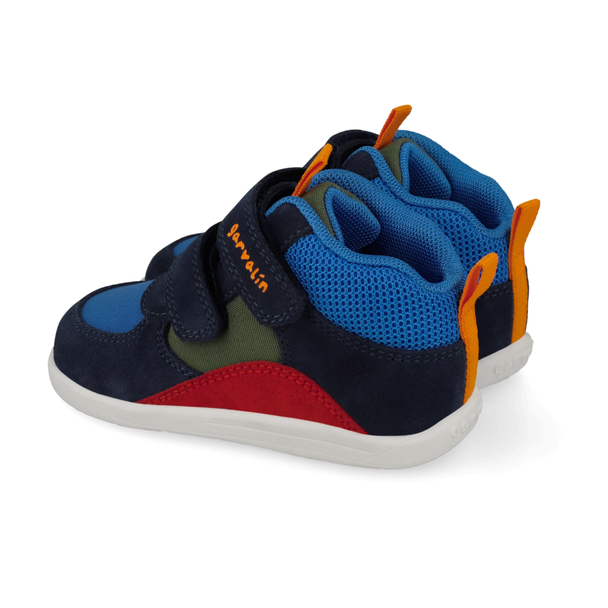 Bottines barefoot Urban en daim bleu marine et rouge