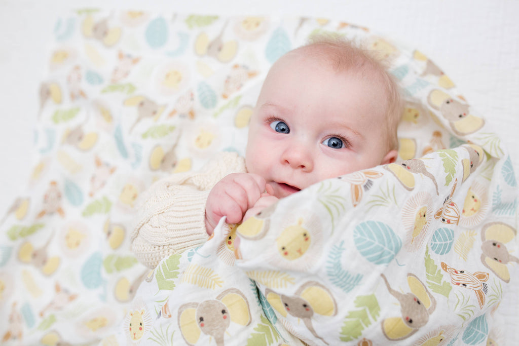 Muslin Cotton Baby Swaddle Blanket 120x120cm, Jungle