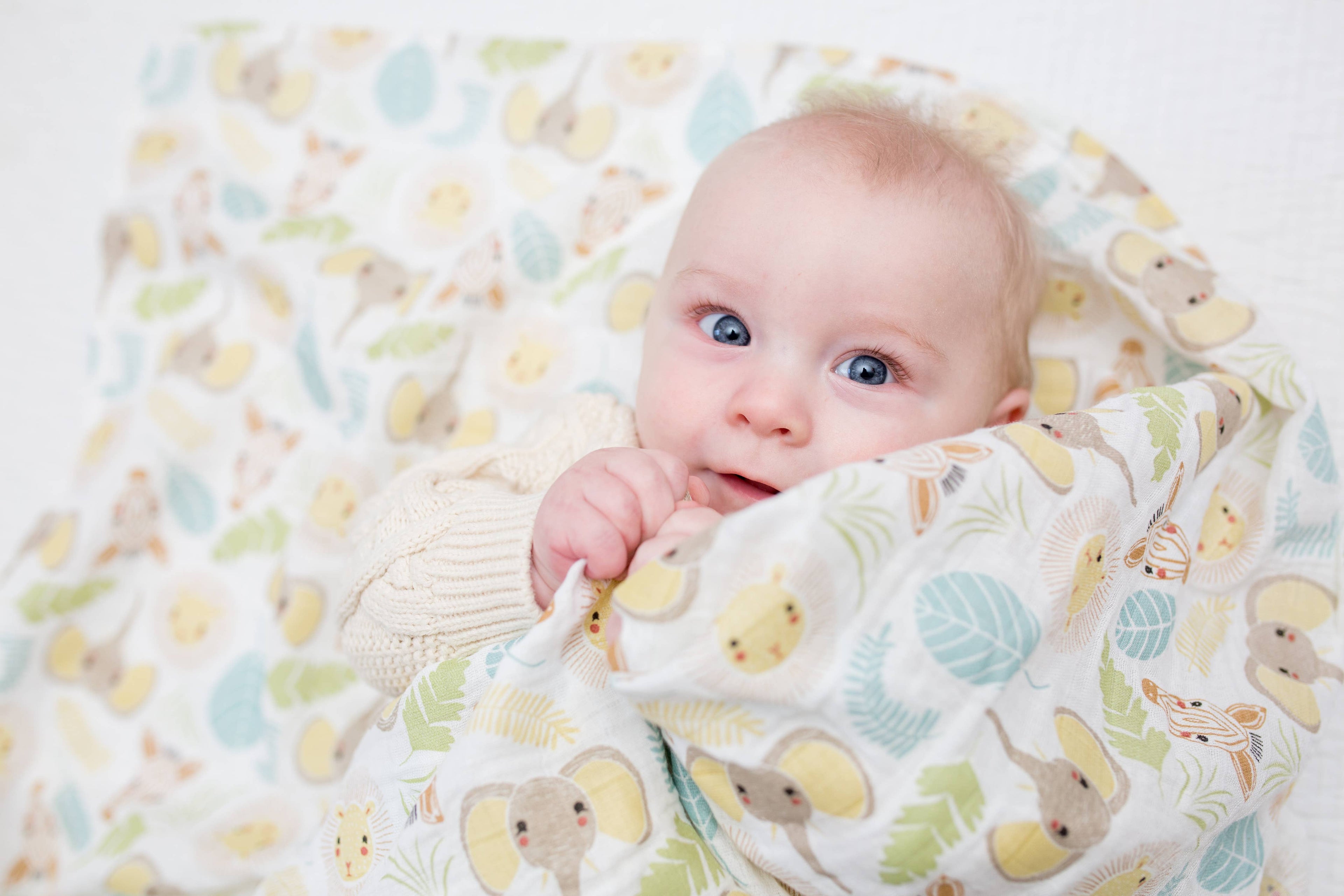 Muslin Cotton Baby Swaddle Blanket 120x120cm, Jungle