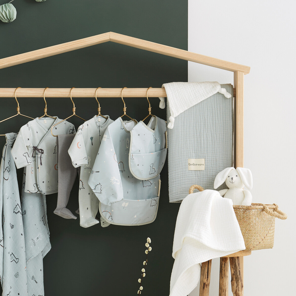 Bib with front pocket, Jurassic