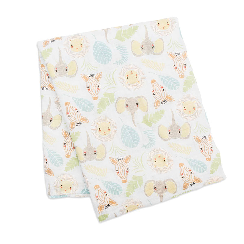 Muslin Cotton Baby Swaddle Blanket 120x120cm, Jungle