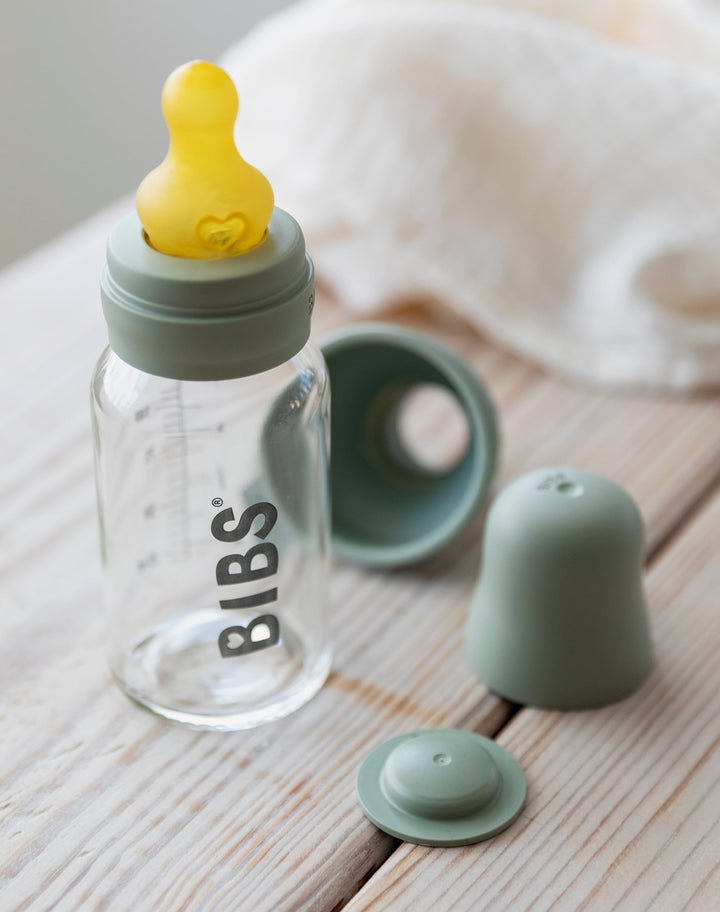 Biberon in vetro Bibs 110ml, Sage | Baby Glass Bottle Set